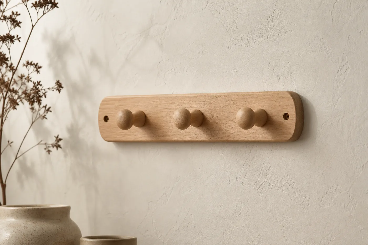 Patère Murale Bois Naturel — Essentiel