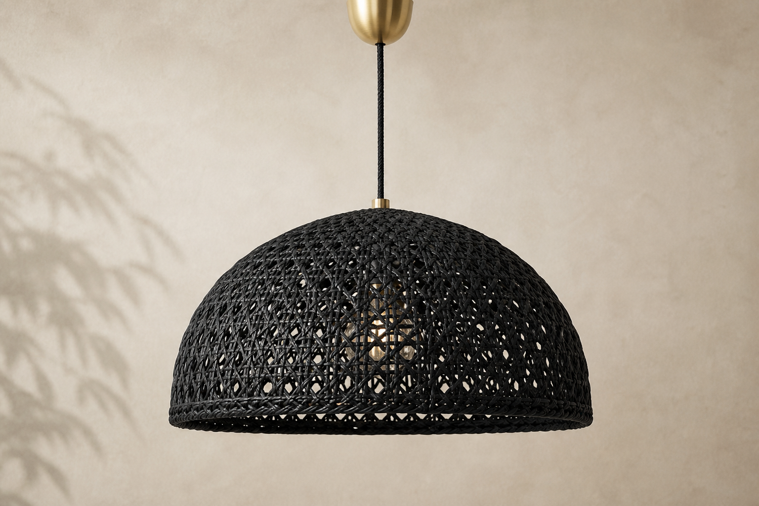 Black Rattan Pendant Light
