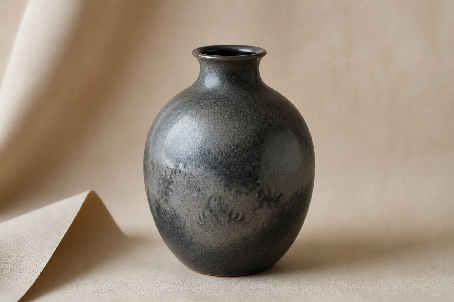 Smoked Glazed Stoneware Vase